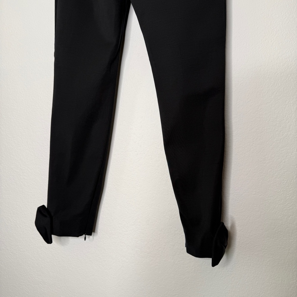 Ted Baker London Bow Ankle Pants Black High Rise Acetate Cotton Blend Size 4 - Picture 6 of 9